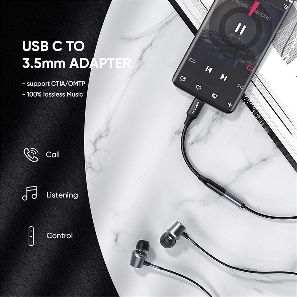 Προσαρμογέας Ήχου USB-C - 3.5mm UGREEN AV142, Μαύρο