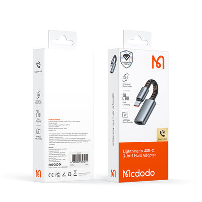 Προσαρμογέας Ήχου USB-C - Lightning McDodo CA-4870, Γκρι