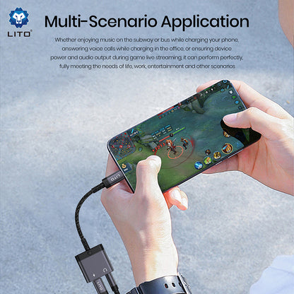 Προσαρμογέας Ήχου USB-C - USB-C / 3.5mm Lito LA04T, Μαύρο