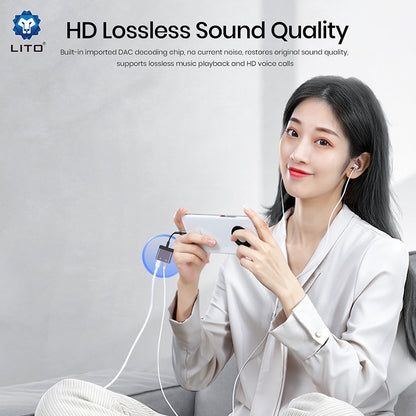 Προσαρμογέας Ήχου USB-C - USB-C / 3.5mm Lito LA04T, Μαύρο