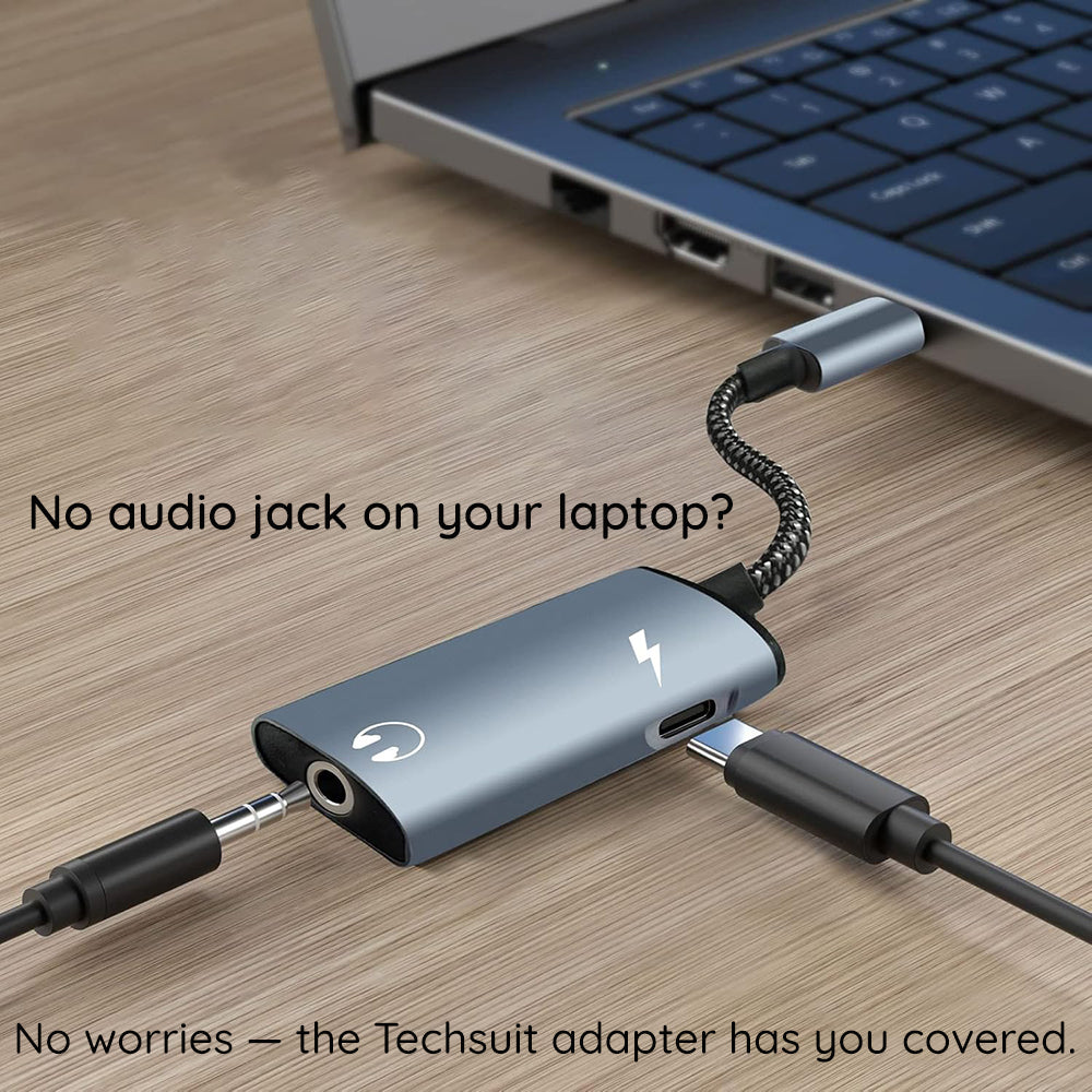 Προσαρμογέας Ήχου USB-C - USB-C / 3.5mm Techsuit AC22 AcustiCore, Γκρι