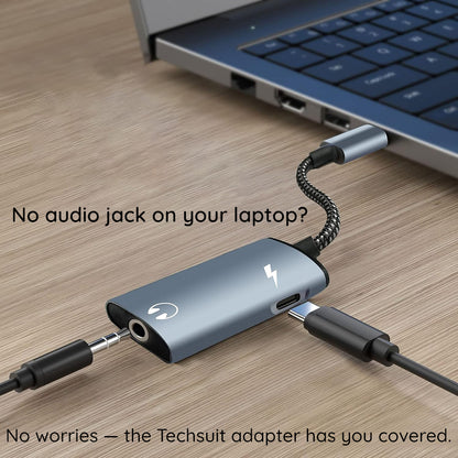 Προσαρμογέας Ήχου USB-C - USB-C / 3.5mm Techsuit AC22 AcustiCore, Γκρι