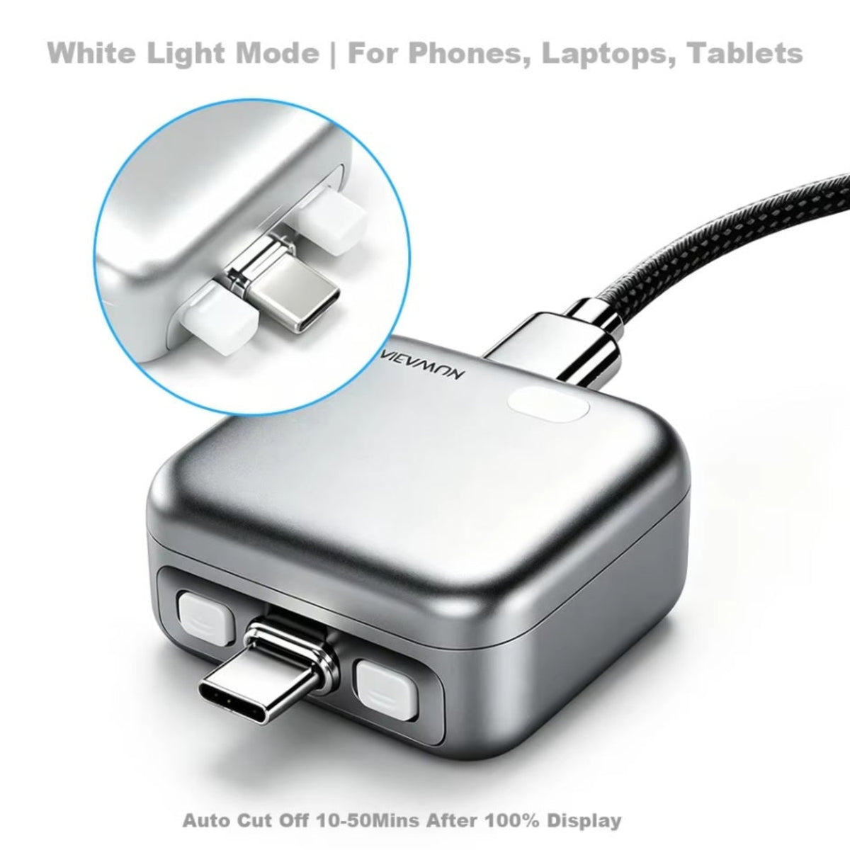 Αυτόματος Αποσυνδετικός Αντάπτορας USB-C KUWAJIA KH-51 για Τροφοδοσία με Αυτόματη Αποσύνδεση και Προστασία Μπαταρίας, Ασημί