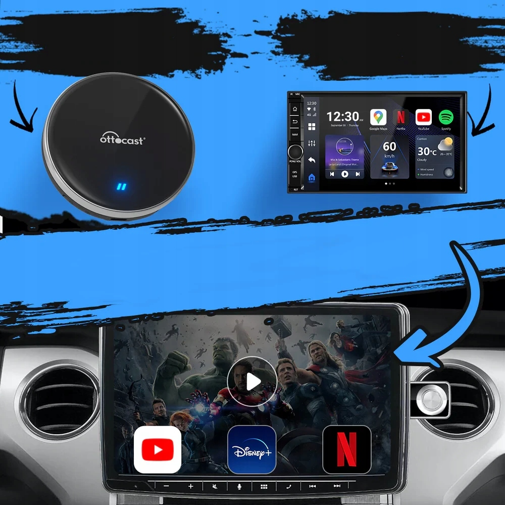 Αντάπτορας Carplay / Android Auto Wireless Ottocast OttoAibox P3 Lite για Apple iPhone / Android Series
