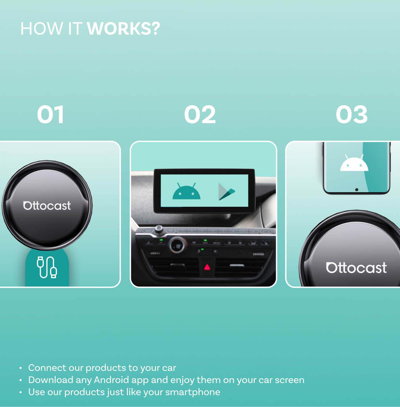 Ασύρματος προσαρμογέας Carplay / Android Auto Ottocast OttoAibox P3 Pro για Apple iPhone / Android Series PCS61-T