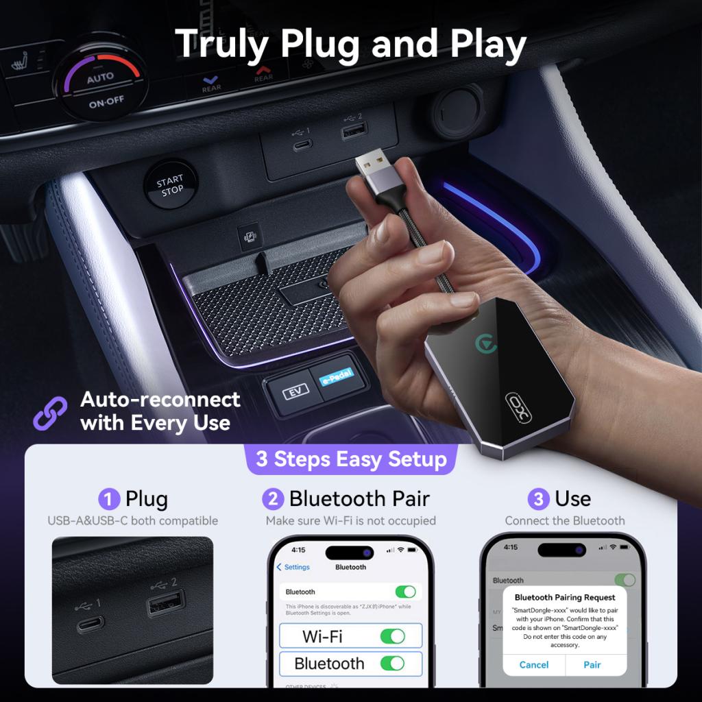 Αντάπτορας Carplay Wireless XO Design CZ016 για Apple iPhone Series