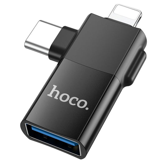 Προσαρμογέας OTG USB-C / Lightning - USB-A HOCO UA17, Μαύρο