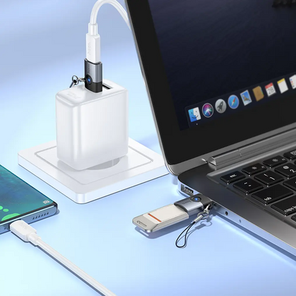 Προσαρμογέας Δεδομένων και Φόρτισης USB-C - USB-A HOCO UA46B, Γκρι
