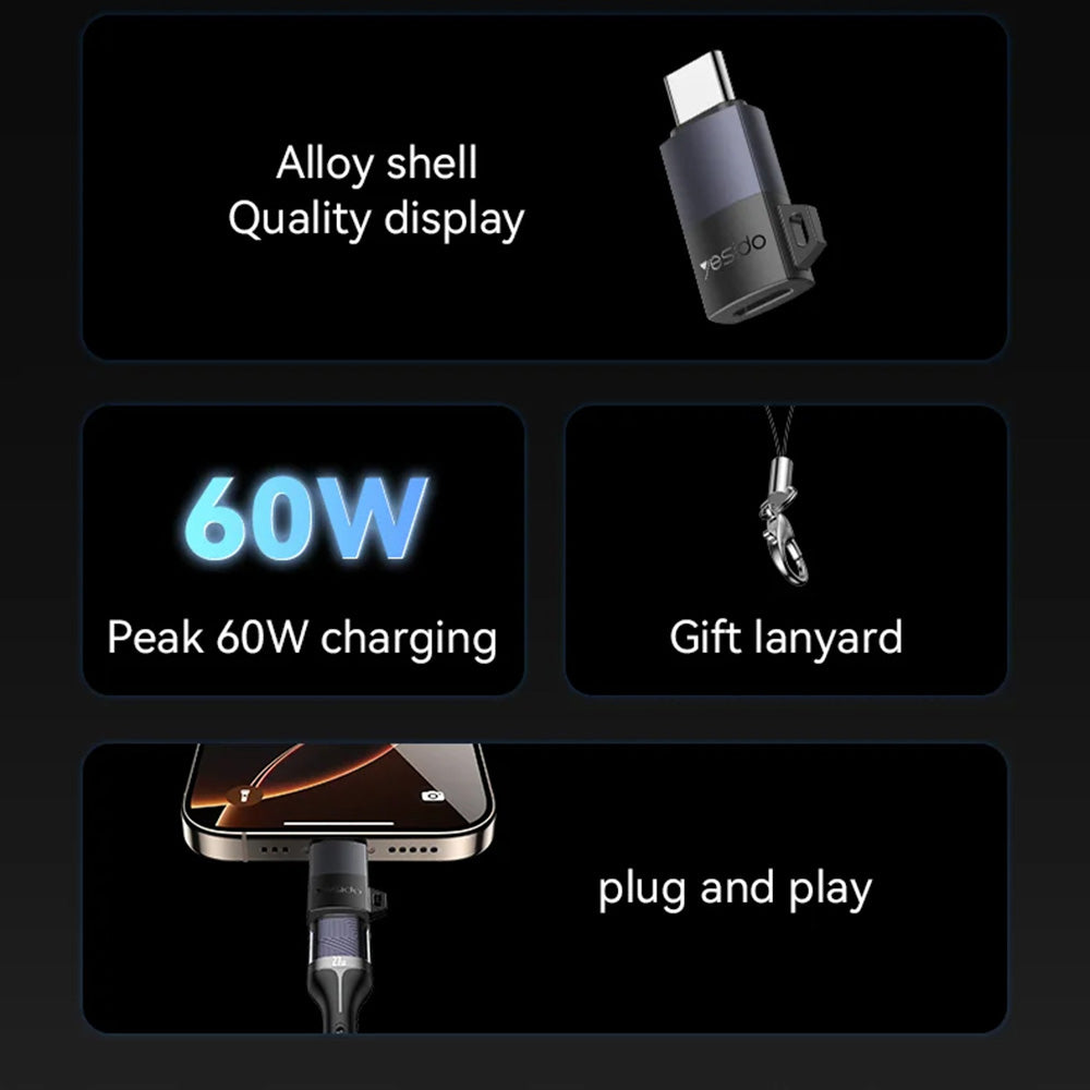 Προσαρμογέας Δεδομένων και Φόρτισης Lightning - USB-C Yesido GS28, Γκρι