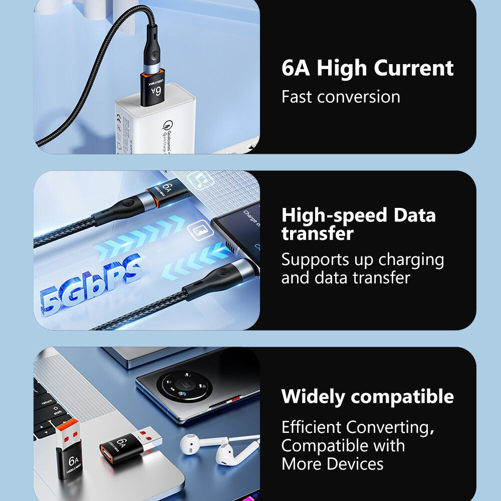 Προσαρμογέας Δεδομένων και Φόρτισης USB-C - USB-A Techsuit A5 HyperPort, Μαύρο Πορτοκαλί