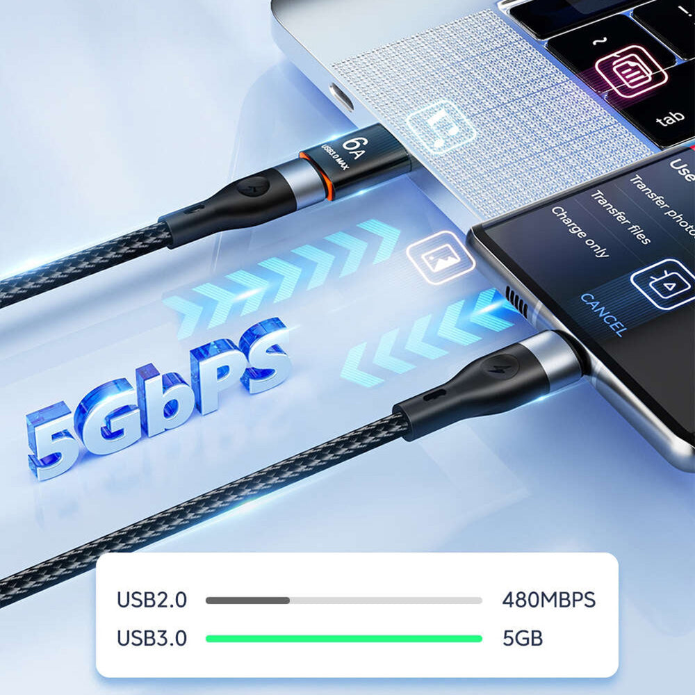 Προσαρμογέας Δεδομένων και Φόρτισης USB-C - USB-A Techsuit A5 HyperPort, Μαύρο Πορτοκαλί