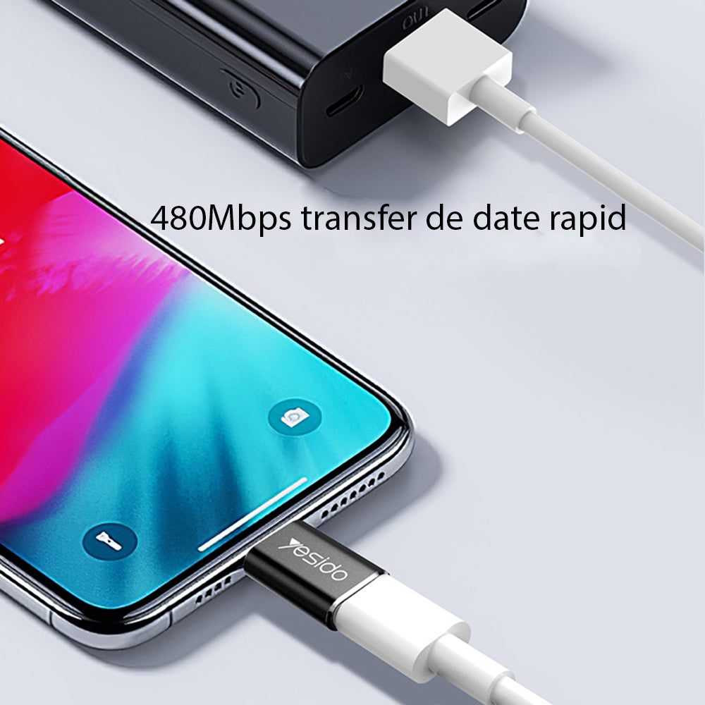Προσαρμογέας Δεδομένων και Φόρτισης USB-C - Lightning Yesido GS03, Μαύρο