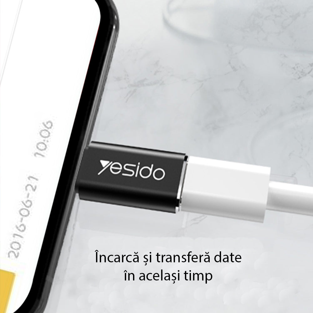 Προσαρμογέας Δεδομένων και Φόρτισης USB-C - Lightning Yesido GS03, Μαύρο