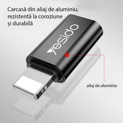 Προσαρμογέας Δεδομένων και Φόρτισης USB-C - Lightning Yesido GS03, Μαύρο