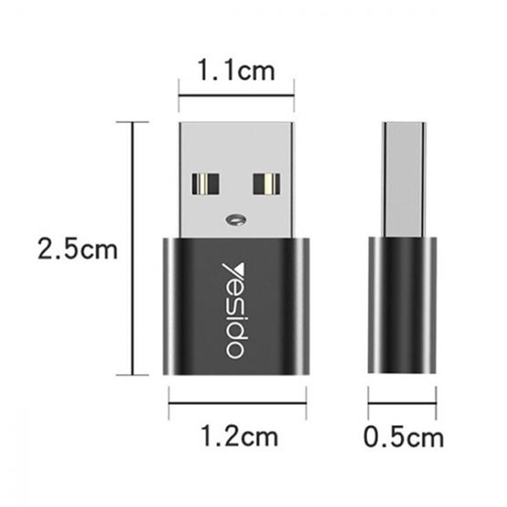 Προσαρμογέας Δεδομένων και Φόρτισης USB-C - USB-A Yesido GS09, Μαύρο