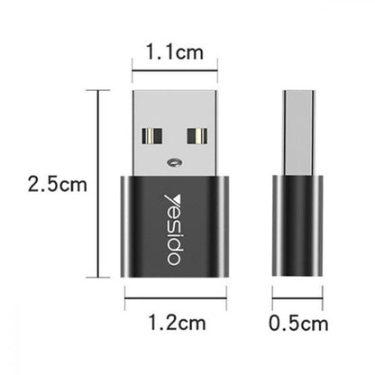 Προσαρμογέας Δεδομένων και Φόρτισης USB-C - USB-A Yesido GS09, Μαύρο