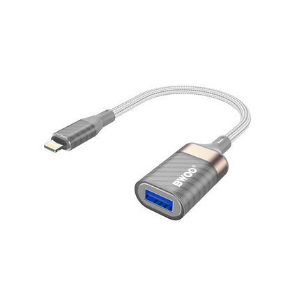 Προσαρμογέας OTG Lightning - USB-A BWOO BZ70, Γκρι