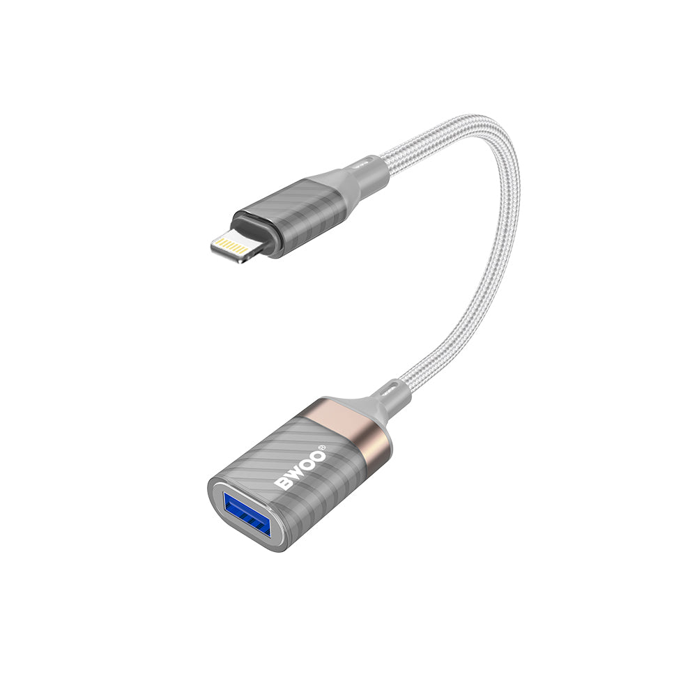 Προσαρμογέας OTG Lightning - USB-A BWOO BZ70, Γκρι