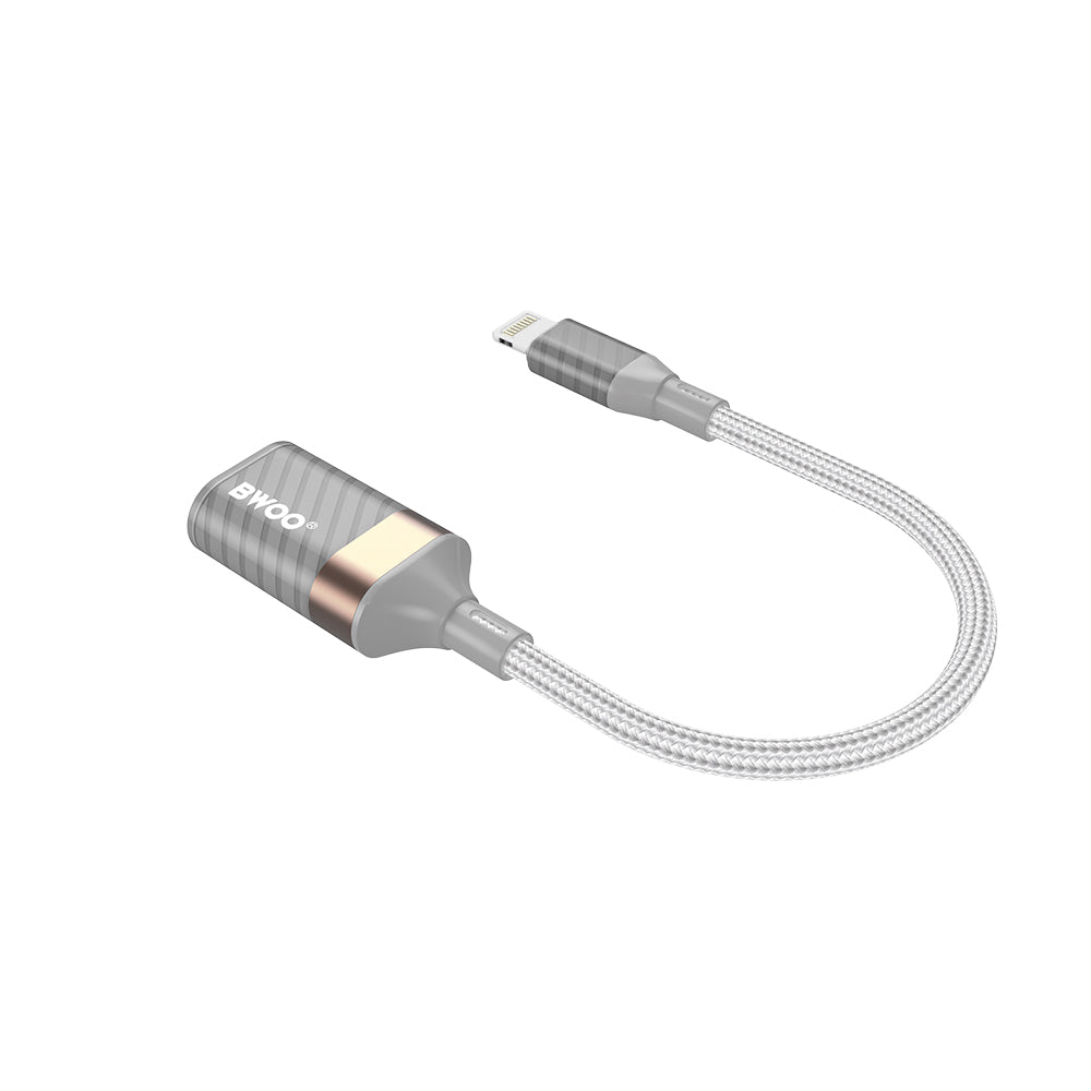 Προσαρμογέας OTG Lightning - USB-A BWOO BZ70, Γκρι