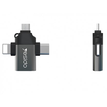 Adaptor OTG Lightning / microUSB / USB-C - USB-A Yesido GS15, Μαύρο