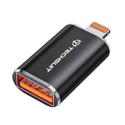 Adaptor OTG Lightning - USB-A Techsuit A6 HyperPort, Μαύρο Πορτοκαλί