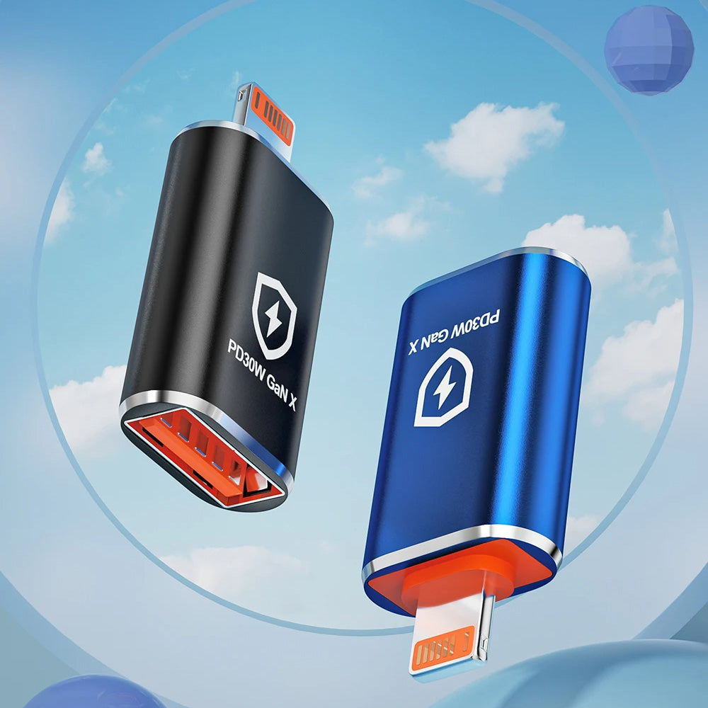 Adaptor OTG Lightning - USB-A Techsuit A6 HyperPort, Μαύρο Πορτοκαλί