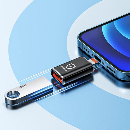 Adaptor OTG Lightning - USB-A Techsuit A6 HyperPort, Μαύρο Πορτοκαλί