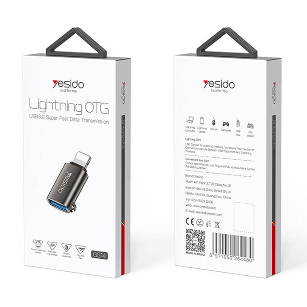 Προσαρμογέας OTG Lightning - USB-A Yesido GS14, Μαύρο