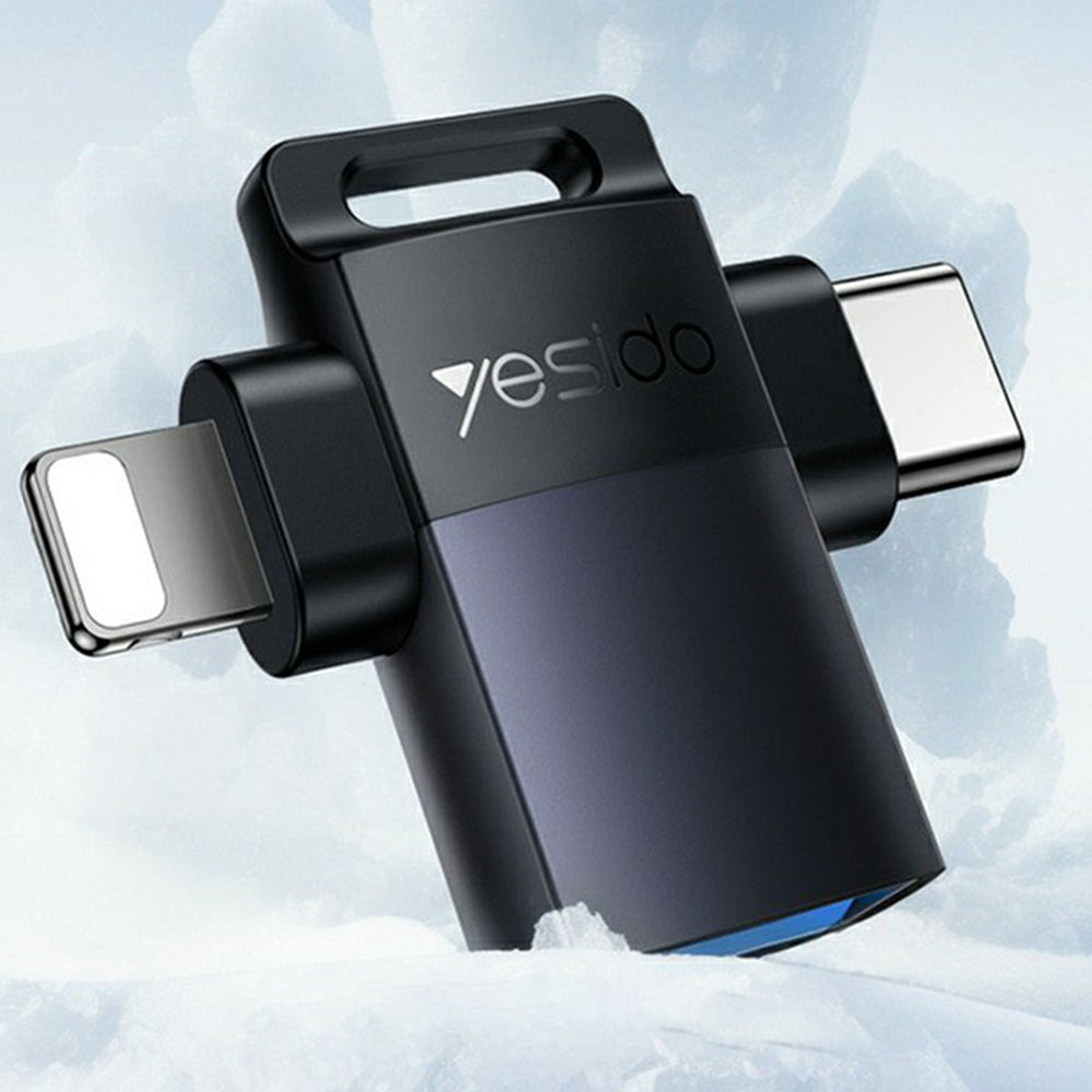 Adaptor OTG Lightning / USB-C - USB-A Yesido GS35, Γκρι