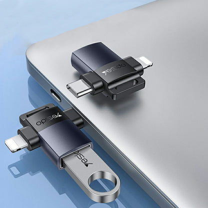 Adaptor OTG Lightning / USB-C - USB-A Yesido GS35, Γκρι