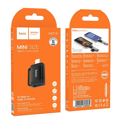 Προσαρμογέας OTG Lightning - USB-A HOCO UA31A, Μαύρο