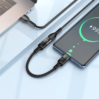 Προσαρμογέας δεδομένων και φόρτισης HOCO U107 Lightning - USB-C HOCO U107, 0.1m, Μαύρο 