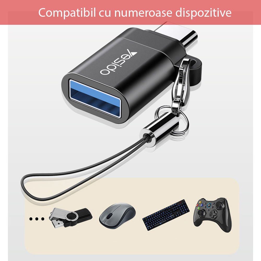 Adaptor OTG USB-C - USB-A Yesido GS06, Μαύρο