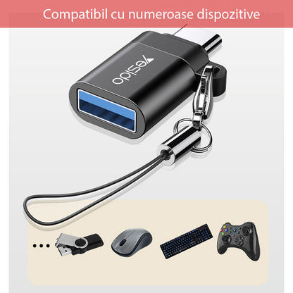Adaptor OTG USB-C - USB-A Yesido GS06, Μαύρο