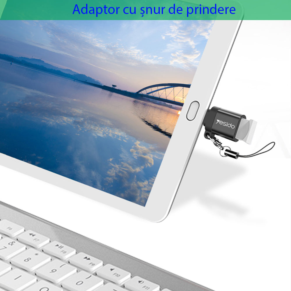 Adaptor OTG USB-C - USB-A Yesido GS06, Μαύρο