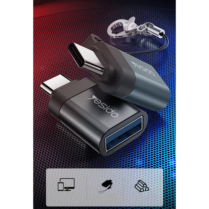 Adaptor OTG USB-C - USB-A Yesido GS06, Μαύρο