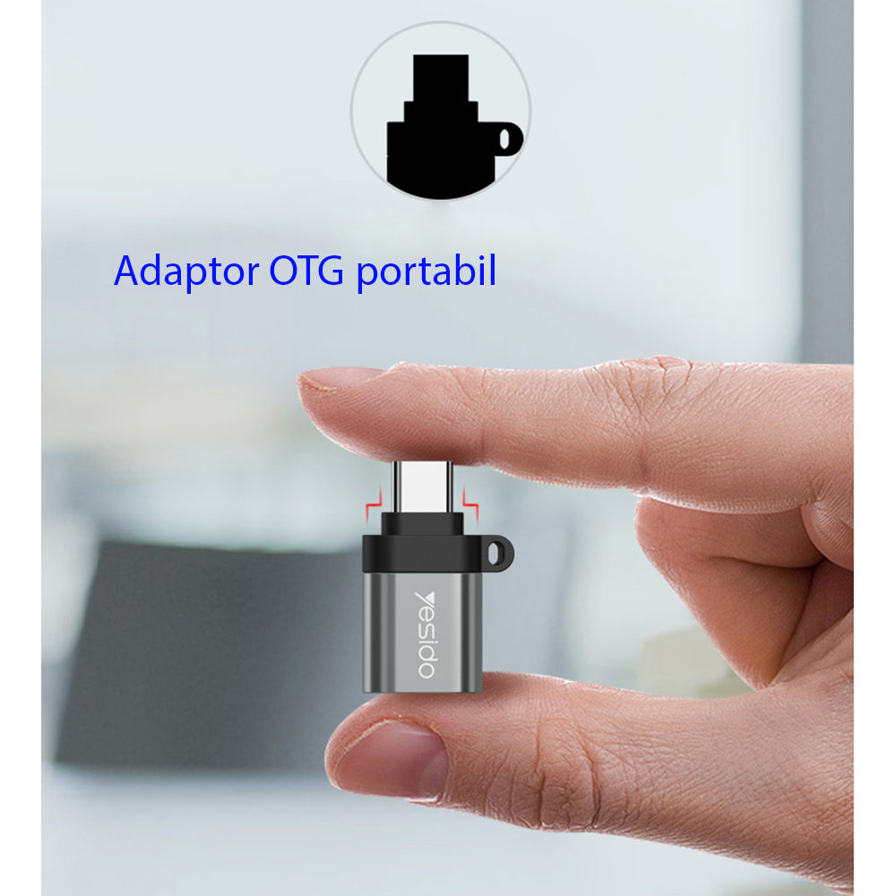 Adaptor OTG USB-C - USB-A Yesido GS06, Μαύρο
