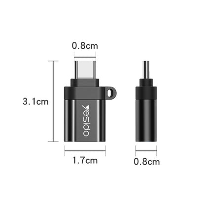Adaptor OTG USB-C - USB-A Yesido GS06, Μαύρο