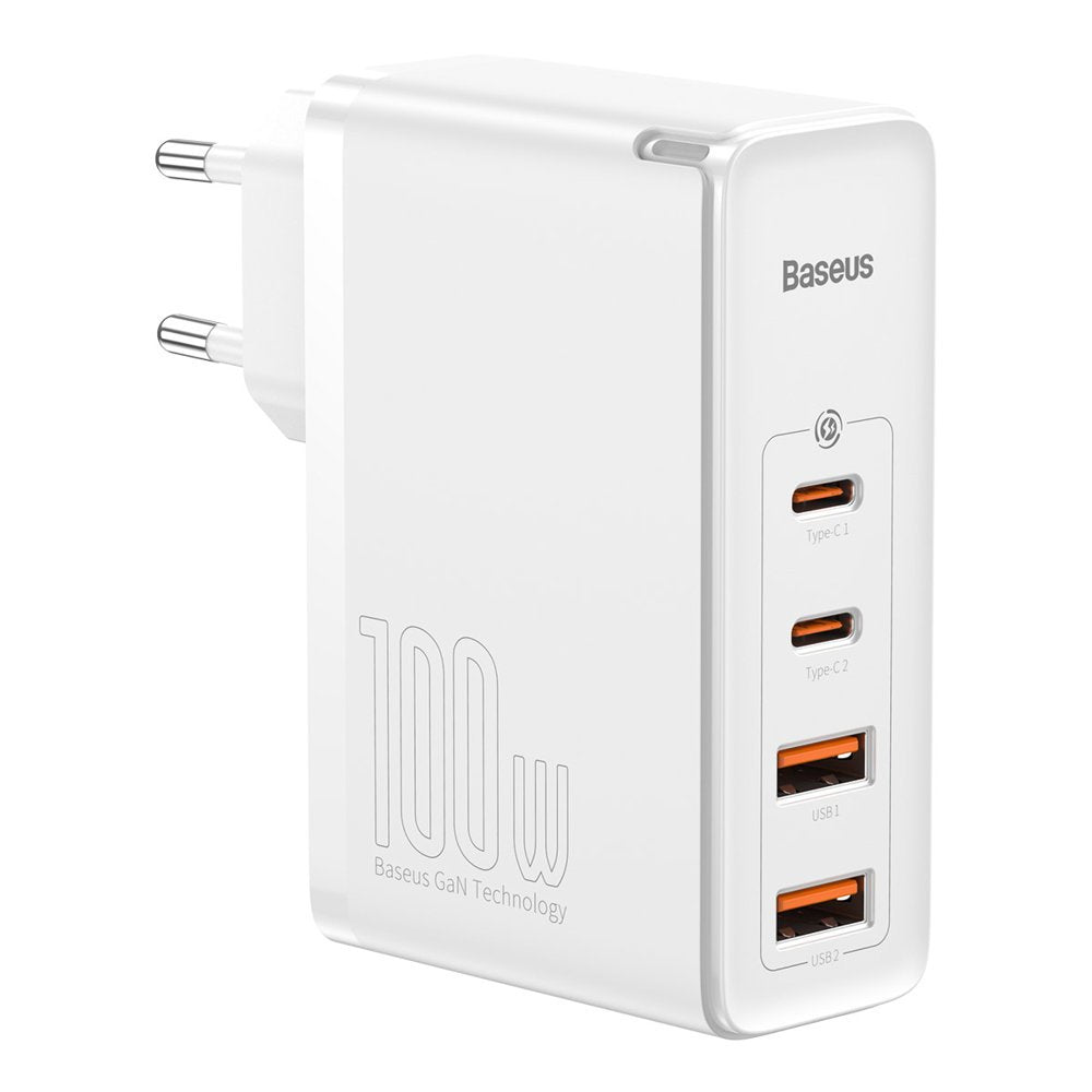 Φορτιστής δικτύου Baseus GaN2 Pro, 100W, 3A, 2 x USB-A - 2 x USB-C, Λευκό CCGAN2P-L02