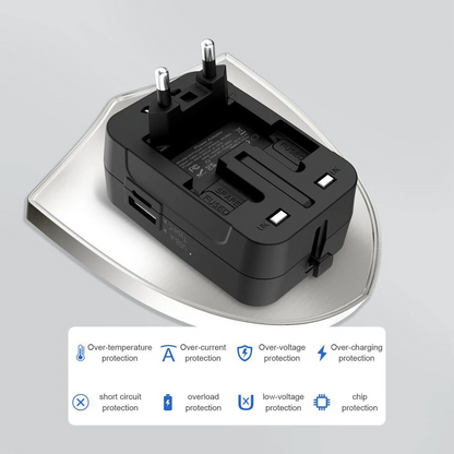 Προσαρμογέας Δικτύου Tech-Protect TA300 Travel EU / UK / US / AU, Μαύρο