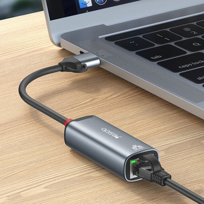 Προσαρμογέας Δικτύου Yesido HB26, RJ45, USB / USB-C, Γκρι