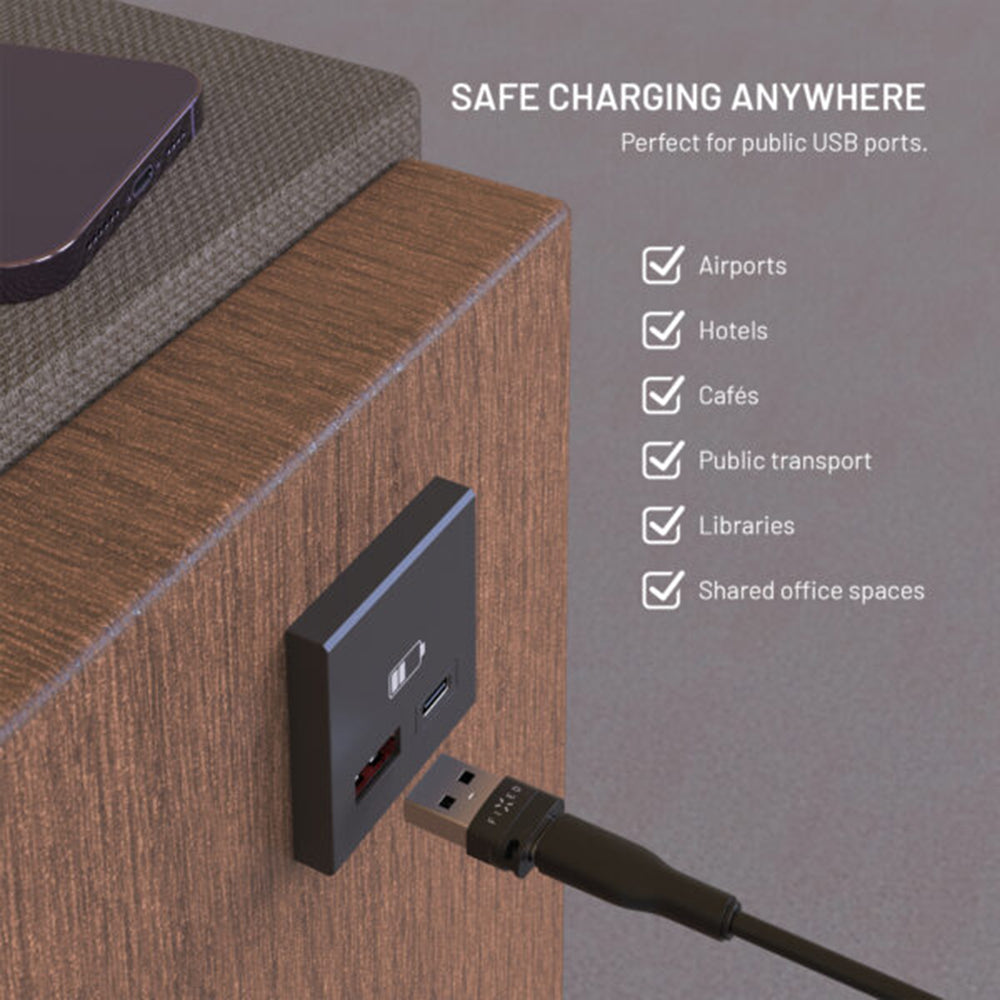 Fixed Data Lock USB Adapter, USB-A / USB-C, 2in1, Black