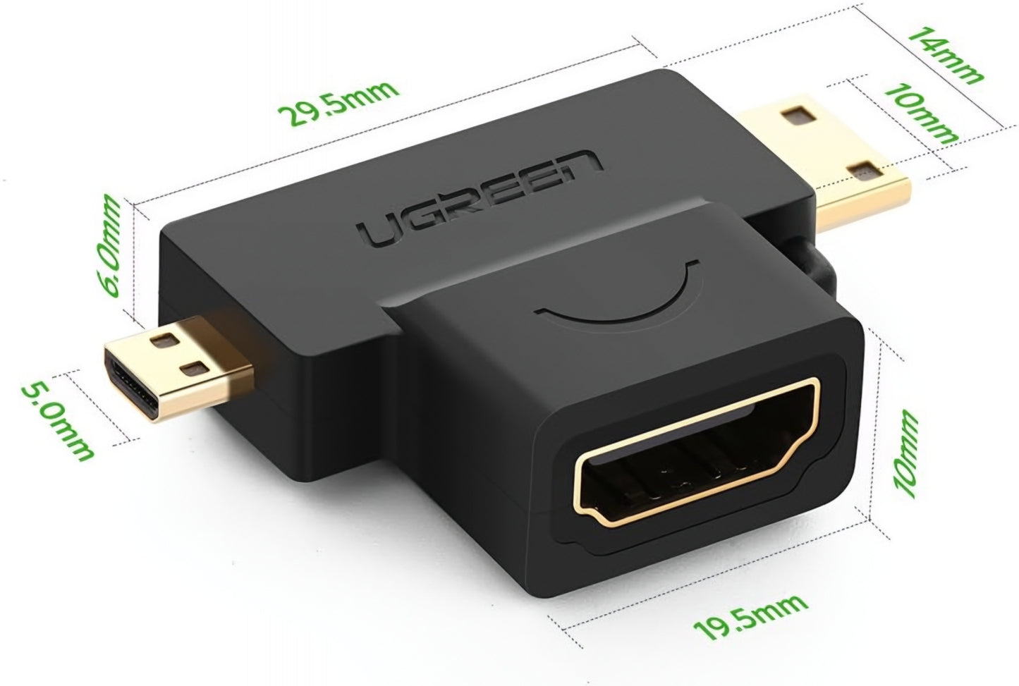 UGREEN HD129 Video Adapter, miniHDMI / microHDMI - HDMI, 1080P, Black