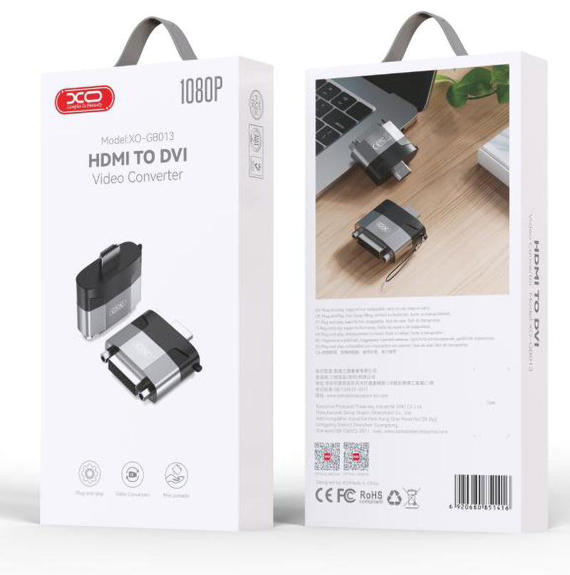 Προσαρμογέας βίντεο XO Design GB013, HDMI - DVI, γκρι 