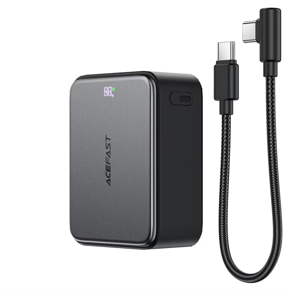 Acefast M28 External Battery, 10000mAh, 22.5W, QC + PD, 1 x USB-A - 2 x USB-C, Black