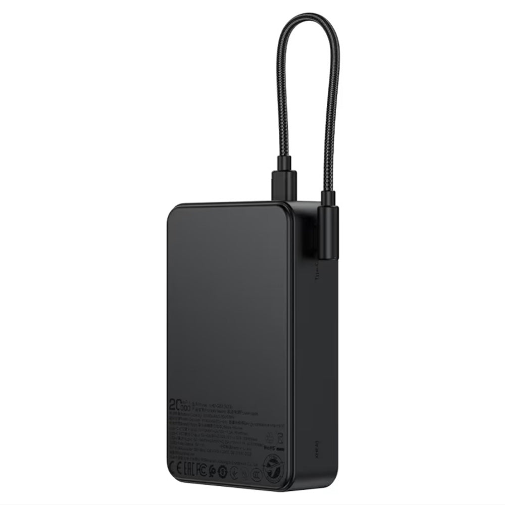Acefast M29 External Battery, 20000mAh, 22.5W, QC + PD, 1 x USB-A - 2 x USB-C, Black