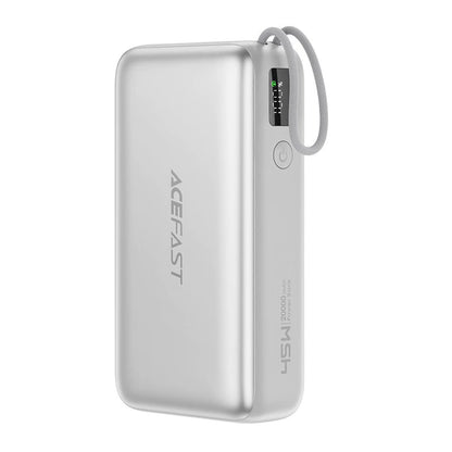 Acefast M34 External Battery, 20000mAh, 45W, QC + PD, 1 x USB-A - 2 x USB-C, Silver