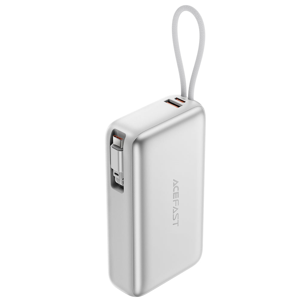 Acefast M34 External Battery, 20000mAh, 45W, QC + PD, 1 x USB-A - 2 x USB-C, Silver