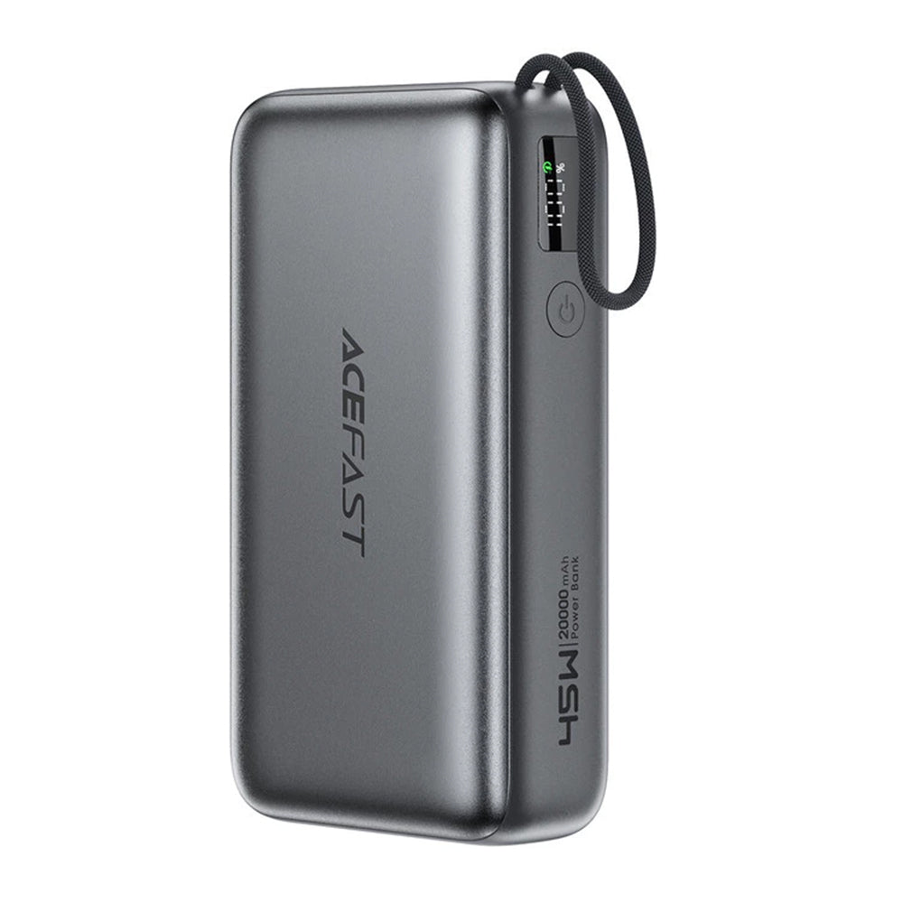 Acefast M34 External Battery, 20000mAh, 45W, QC + PD, 1 x USB-A - 2 x USB-C, Gray