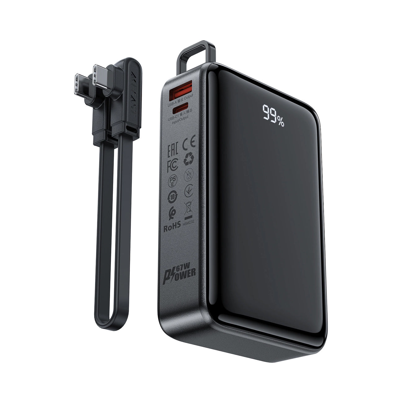 Εξωτερική μπαταρία Acefast M4, 20000mAh, 67W, PD + QI, 1 x USB-A - 2 x USB-C, Μαύρο